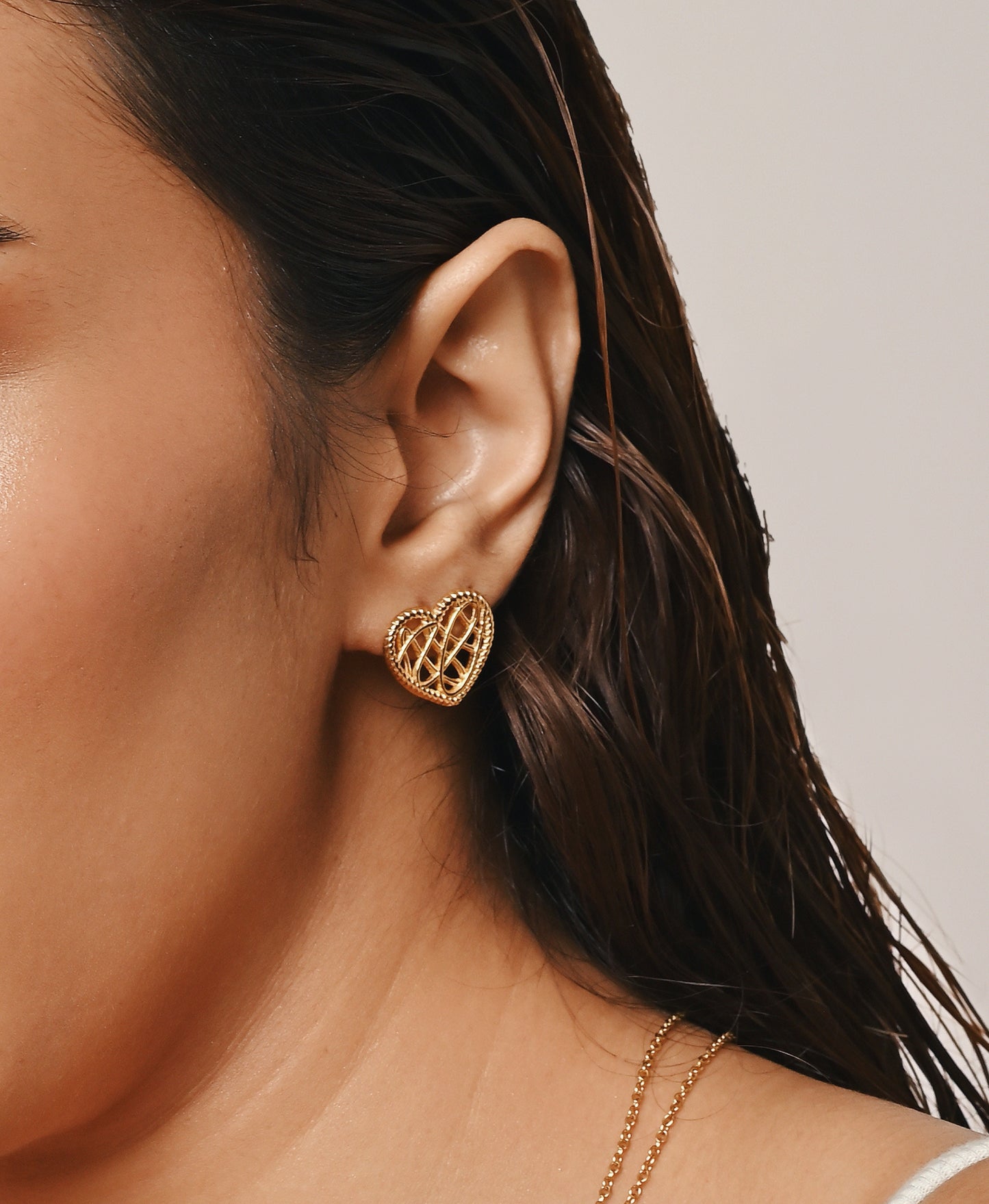 Fallon Heart Mesh Studs