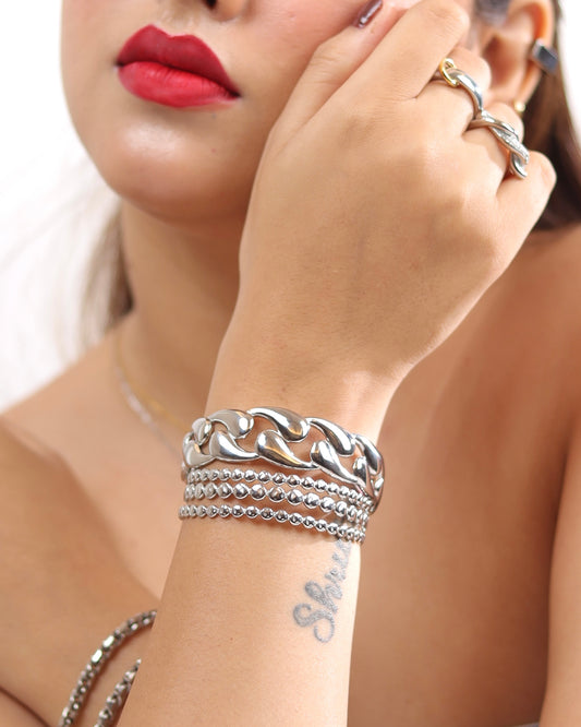 Thea Cuff -Silver ( Adjustable)