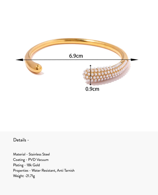 Rae Pearl Pebble Bangle | Adjustable